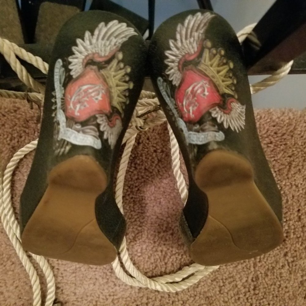 Christian Audigier tie up sandals- size 8 1/2